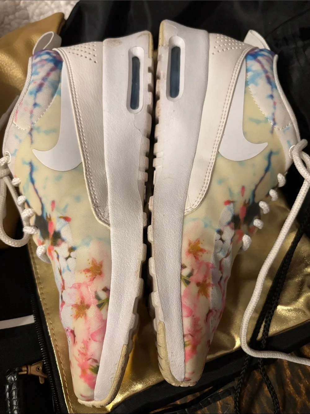 Nike Air Max Thea Cherry Blossom Floral Sneakers - White/Pink/Yellow size 8